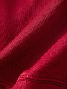 SHEIN MOD Women's Asymmetric Shoulder Eyelet Design 2 In 1 Halter Neck Sweatshirt - Burgundy - View 4