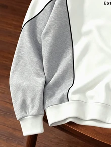 OldRiff Standard Size Men's Regular Fit Crew Neck Pullover Sweatshirt With Thermal Lining, Casual Versatile - White - View 4