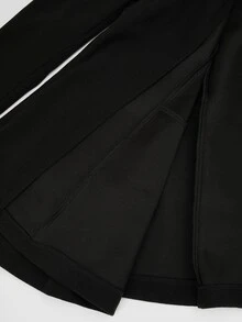 Sweetra CURVE Plus Size Women Solid Color Waist Tie Fashion Versatile Overcoat - Black - View 8