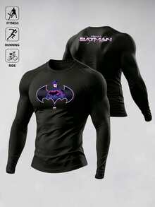 Manfinity BATMAN X SHEIN Men's Cartoon Pattern Casual Daily Travel Sports T-Shirt - Black - View 1
