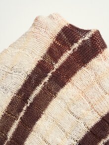 Bohemela Women's Striped Off-Shoulder Long Sleeve Cable Knit Fashion Sweater - Multicolor - View 8
