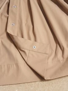 Bohemela Women's Solid Color Long Sleeve Pleated Design Single-Breasted Casual Regular Fit Jacket - Khaki - View 8