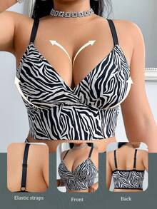 SHEIN Halloween Plus Size Wireless Bra, 1pc Party White Autumn Sexy - Multicolor - View 5