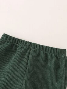 Cozy Pixies 男嬰新生兒拼色 Polo 領長袖衛衣與梭織燈芯絨長褲 2 件套，秋冬款 - 彩色 - 查看 7