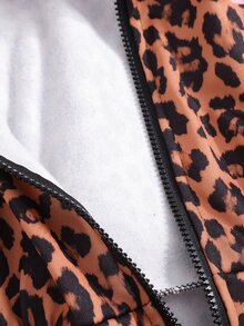 SHEIN 1件女童亮粉色時尚休閒連帽拉鍊寬鬆字母毛巾刺繡拼接衛衣與高腰刷毛長褲套裝，適合室內/戶外運動、學校、街頭及任何場合，春秋冬季適用 - 棕色 - 查看 12
