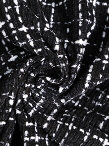 Elaquor Plus Size Women's Vintage 1920 Elegant Collegiate Style Printed Sweetheart Neckline Button Decor Waist-Cinching, Fall/Winter, Thanksgiving, New Year - Black - View 7
