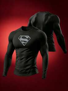 Manfinity SUPERMAN X SHEIN Men Sports Tees & Tanks - Black - View 1