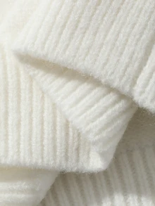 Dazy Kids Sweater Leher Bulat Lengan Lentera Tanpa Bahu dengan Hiasan Pita untuk Anak Perempuan - Krem - View 4