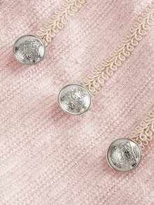 ROMWE Y2K Y3K Millennium Retro Hot Girl Napoleon Style Pink Tweed Low Waist Women's Skirt - Pink - View 4