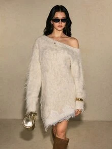 Poéselle Women Sweater Dresses - White - View 1