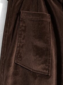 GlowEve Pocket Decor Waist Flared Leg Elegant Women Pants - Brown - View 6