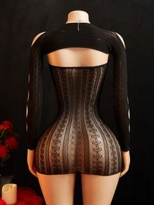 ChaseTheNight Women's Sexy Lingerie Set 2pcs - Black - View 2