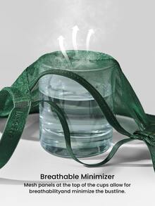 LUVLETTE Plus Dream Curve Air Unlined Full Coverage Side Support Airy Christmas Green  Mesh Basic Breezy Comfort Minimizer Bra - Dark Green - View 6