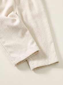 SHEIN 中性嬰兒男/女嬰 2件組秋冬休閒復古風長袖上衣與長褲套裝，嬰兒男童套裝，Squishy - 彩色 - 查看 6