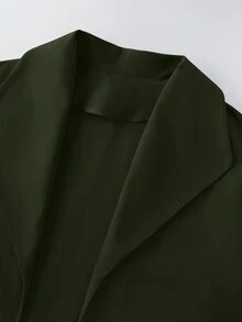 GlowEve CURVE Plus Size Women Roll Tab Sleeve Loose Casual Jacket, Solid Color, Versatile For Daily, Work Commute, Autumn/Winter Fall - Green - View 7