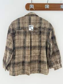 Dazy Kids Tween Boy Plaid Single-Breasted Long Sleeve Fashion Shirt - Coffee Brown - View 4