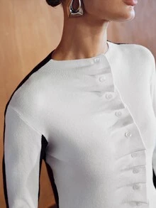 MOTF PREMIUM WOMEN'S COLORBLOCK CASUAL VERSATILE DAILY WEAR LONG SLEEVE SWEATER - Black and White - View 2