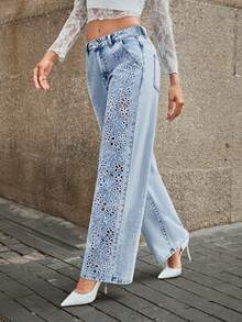Selenza Plus Size Women's Casual Embroidered Jeans - Light Wash - View 5