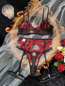 SHEIN 女款性感內衣套裝 4件組 - 彩色 - 查看 2