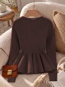 GlowEve CURVE Plus Size Women's Solid Color Casual Versatile Daily Wear Cardigan - Coffee Brown - View 5
