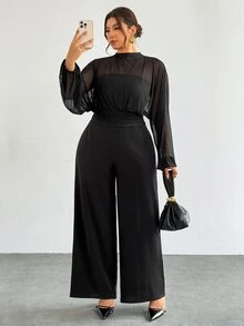 Firerie Plus Size Women's Solid Color Casual Daily Wear Jumpsuit - Black - View 6
