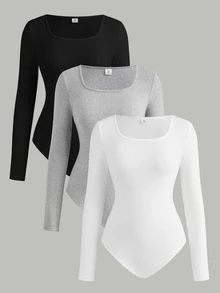 SHEIN 3 قطع ملابس داخلية وجمبسوت للفتيات المراهقات - متعدد الألوان - مشاهدة 5