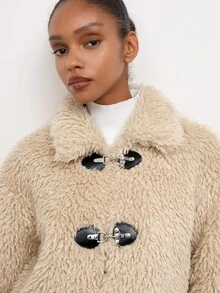 Maija Jaket Plush Kancing Depan Wanita - Khaki - View 7