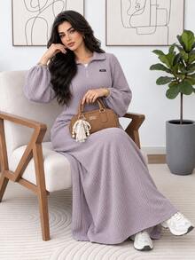Solavon بلوزة رياضية من الدنيم بأكمام طويلة للنساء ذوات الأحجام الكبيرة للارتداء اليومي - الأرجواني - مشاهدة 5