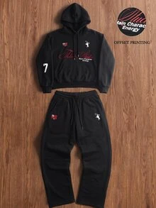 TOKVUE Men Hoodie Co-Ords - Black - View 2