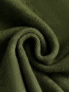 Elaquor Plus Size Casual Elegant Versatile Mesh Patchwork Pullover Sweater, Autumn/Winter - Green - View 6