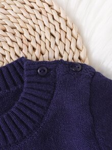 Cozy Pixies 男嬰新生兒卡通字母刺繡針織套頭上衣與長褲2件套，百搭休閒時尚，適合秋冬穿著 - 彩色 - 查看 6