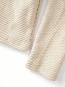 GlowEve French Elegant Commute & Casual Wear Versatile Knit Faux Sweater Textured Ribbed Comfortable Twisted Design Top Vintage Fashion Slim Fit Women's T-Shirt - Apricot - View 5