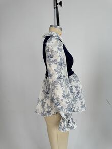 SHEIN 孕婦哺乳上衣 配色設計 休閒日常長袖 - 藍白色 - 查看 9