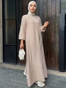 DAZY Women's Elegant Sweater Dress For Vacation And Travel - Apricot - View 1