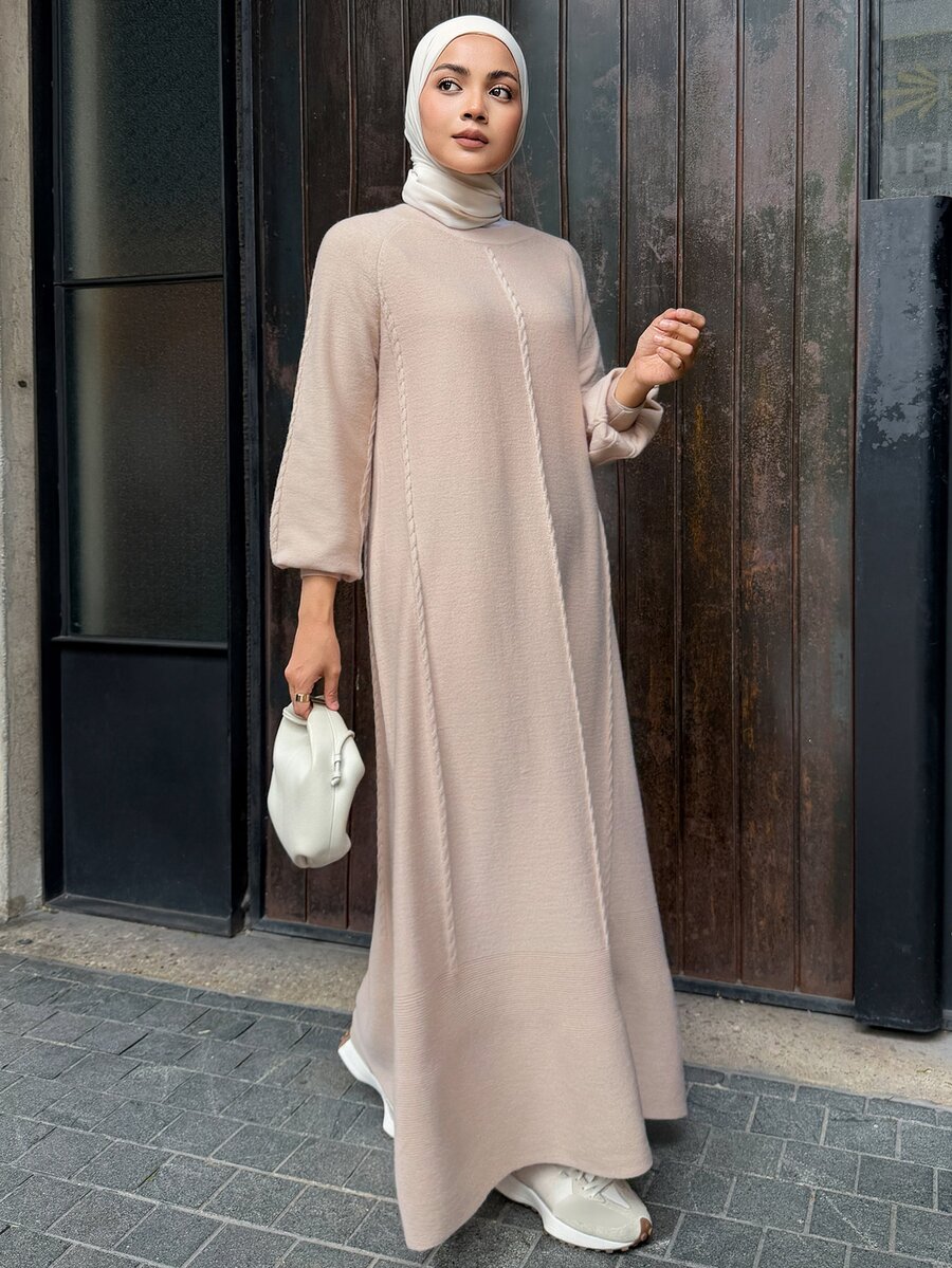 DAZY Women's Elegant Sweater Dress For Vacation And Travel - Apricot - View 1