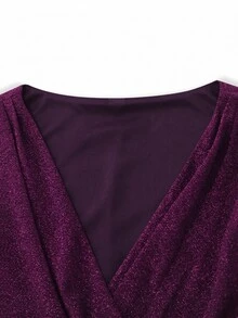 GlowEve CURVE Women's Fashion V-Neck Sleeveless Waist-Cinching Slit Bodycon Dress - Purple - View 4