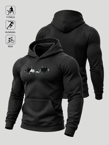Acti Log Men's Long Sleeve Hooded Sweatshirt With Pockets - Black - View 1