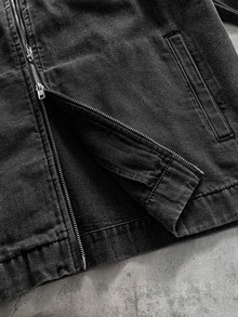 AXEPEAK Men's Vintage Blue Zipper Drawstring Top - Black - View 3