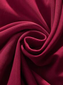 DelicateAllure Women's Solid Color Round Neck Lace Patchwork Fashionable Home Sleep Dress - Burgundy - View 4