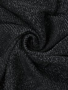 LUMIGAL Winter Women's Black Glitter Mesh Maxi Dress, Long Sleeve, Cowl Neck, High Slit Ruffle Hem, Fishtail Hem, Nightclub Prom Evening Dress - Black - View 4