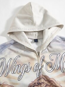 ROMWE MEN Street Life Men's Casual Hooded Sweatshirt With Angel Letter Print, Spring/Autumn/Winter - Multicolor - View 7