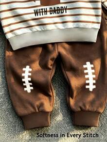 2 Pieces Boys' Sweatshirt Set, Football Pattern Print, Long Sleeves, Round Neck, Comfortable , US Au - Multicolor - View 4