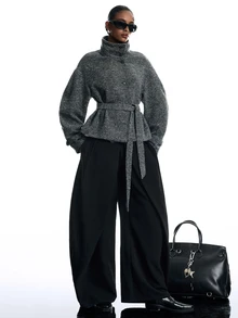 LYSMO Women's Fashion Versatile Daily Overcoat - Black and White - View 3