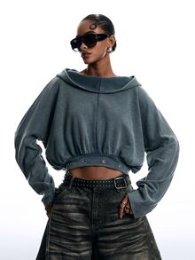 LYSMO Women's Solid Color Eyelet Decor Casual Daily Sweatshirt Autumn Clothes Y2K Sweatshirt Going Out Outfit - Grey - View 5