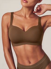 Barelissa Women's Seamless Push-Up Wireless Bra, Comfortable Side-Boob Coverage, Minimalist Everyday Bra, 1pc - Brown - View 6