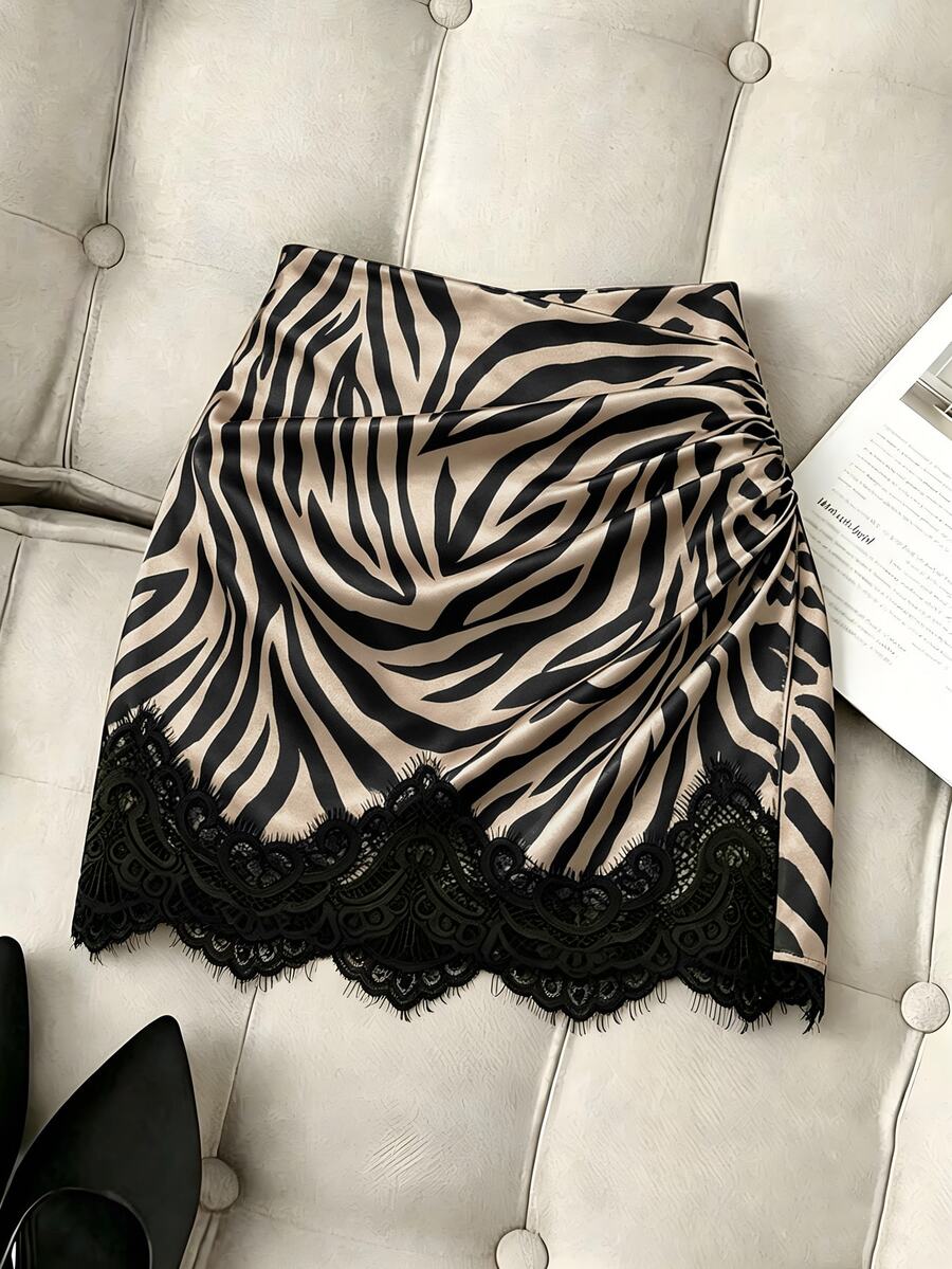 SHEIN Franclia 女款蕾絲休閒迷你裙 - 彩色 - 查看 1