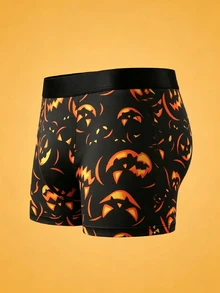 Notgurli Spooky Jacko'lantern Pumpkin Graphic Men Boxer Briefs, Breathable Comfort Stretch Funny Printed Underwear For Halloween Party - Multicolor - View 3