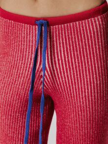 MUSERA Contrast Stripe Fitted Flare Knitted Elasticated Waist Jogger Cute Daily Vintage Y2K Back To School Primary - Red - View 5