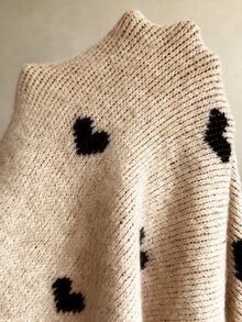 Elaquor Plus Size Women's Lace Patchwork All-Over Print Casual Daily Knit Dress Winter - Apricot - View 7