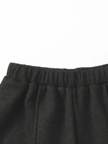 SHEIN Girlism 青少年女孩2件套套裝，寬鬆版長袖秋季衛衣與運動長褲，保暖加絨內裡冬季套裝，海軍藍假期返校Y2K風格穿搭 - 深灰色 - 查看 5